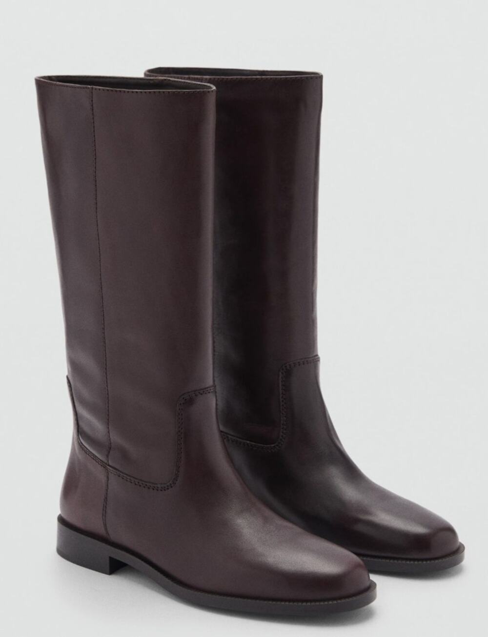 NWT Mango Brown 100% Leather Tall Boots Mango Size 36  US 6